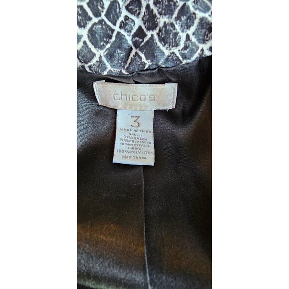 Chico's Sz 3 Gray Snake Metallic Lightweight Sailor Collar Windbreaker Jacket XL - Picture 4 of 5